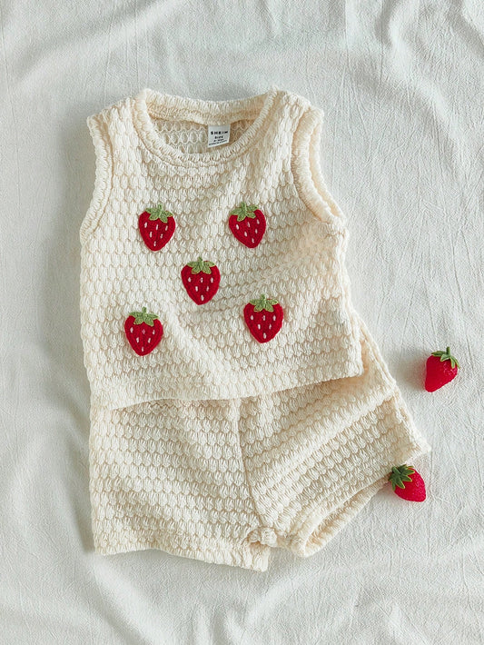Red And White Strawberry Polka Dot Outfit