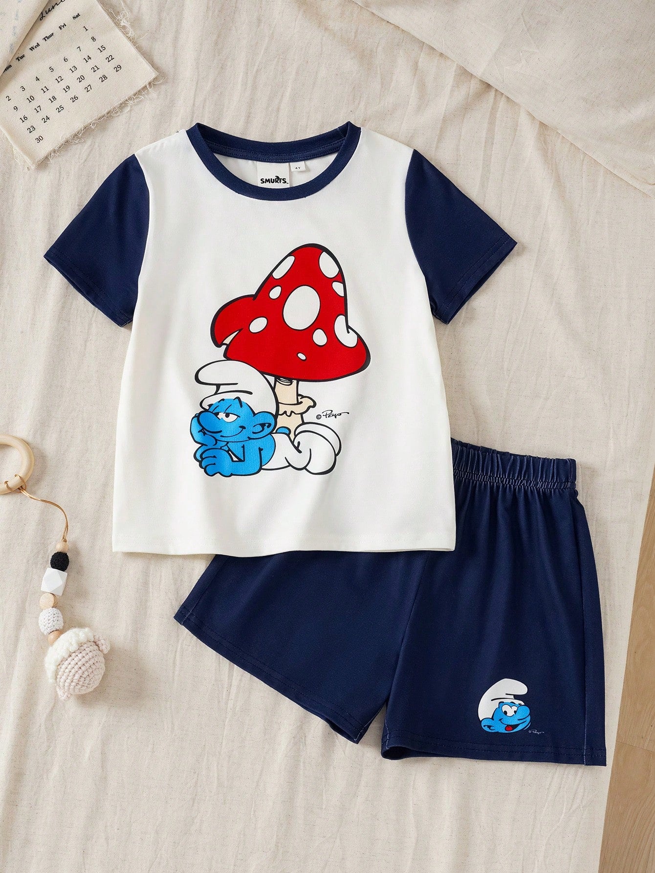 Boy Cute Cartoon Print Short Sleeve T-Shirt And Shorts Pajama Set