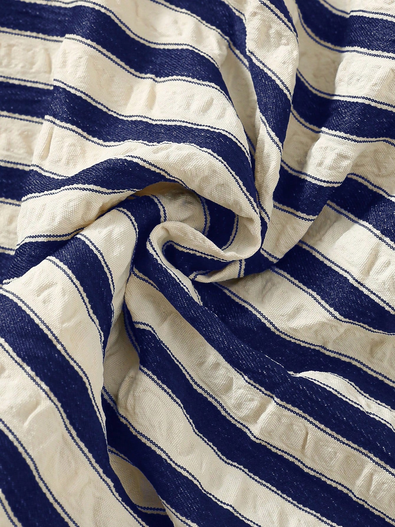 Bubble Cream White And Black Striped Woven Long Pants