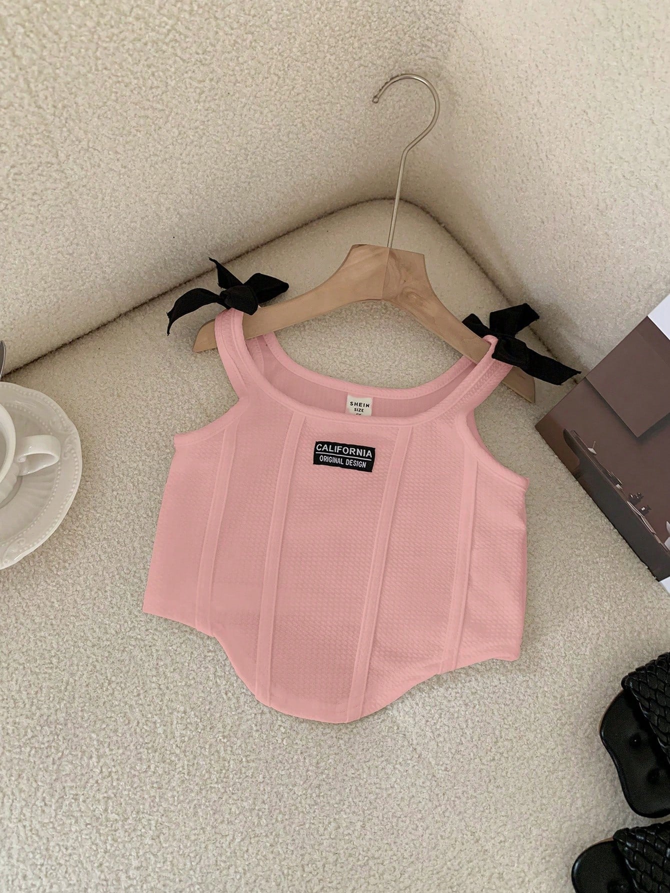 Young Girl Elegant Collared Camisole With Flared Hem Skirt Ballerina Style Matching Set