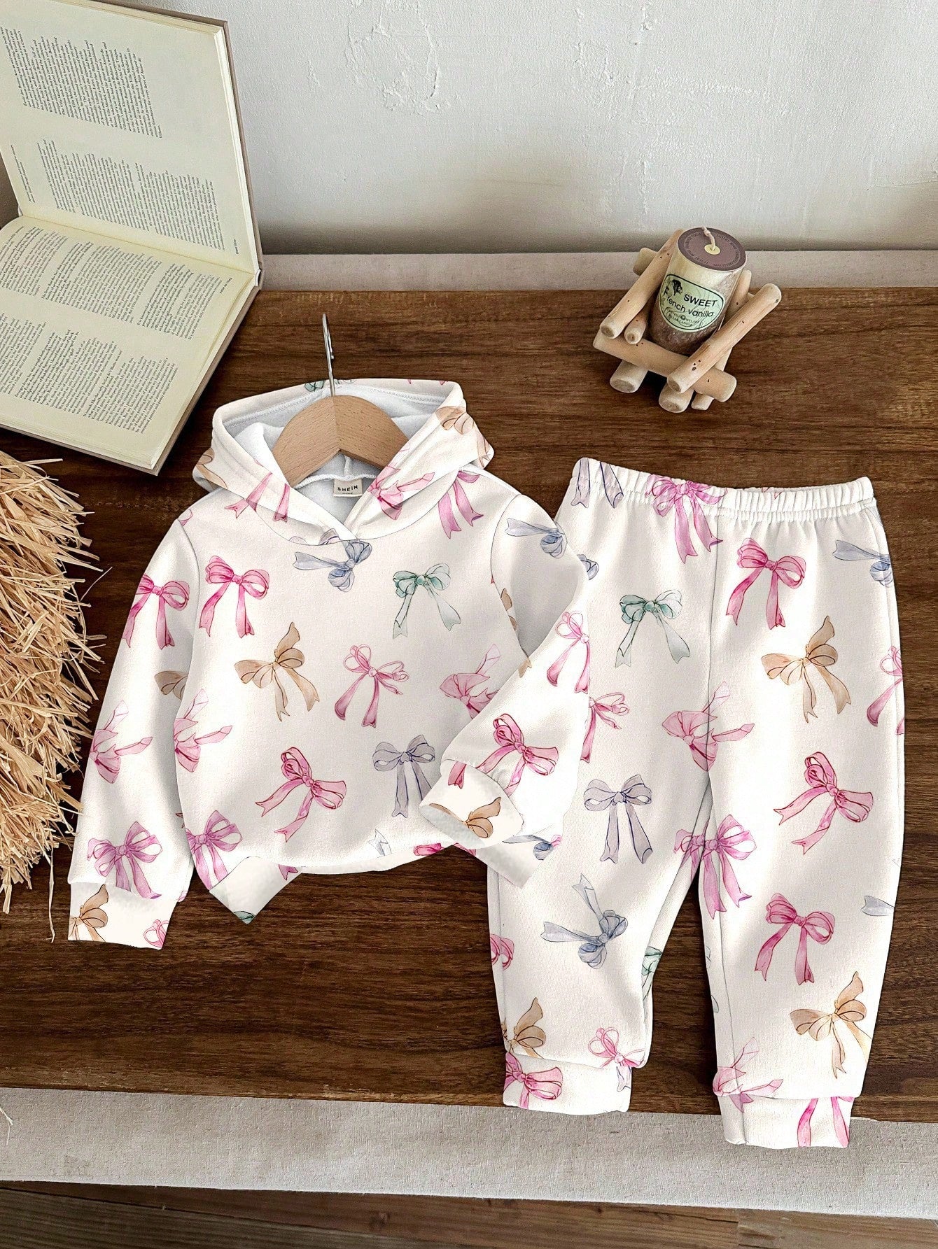 Ombre Floral Loose Fit Casual Hoodie And Sweatpants Set