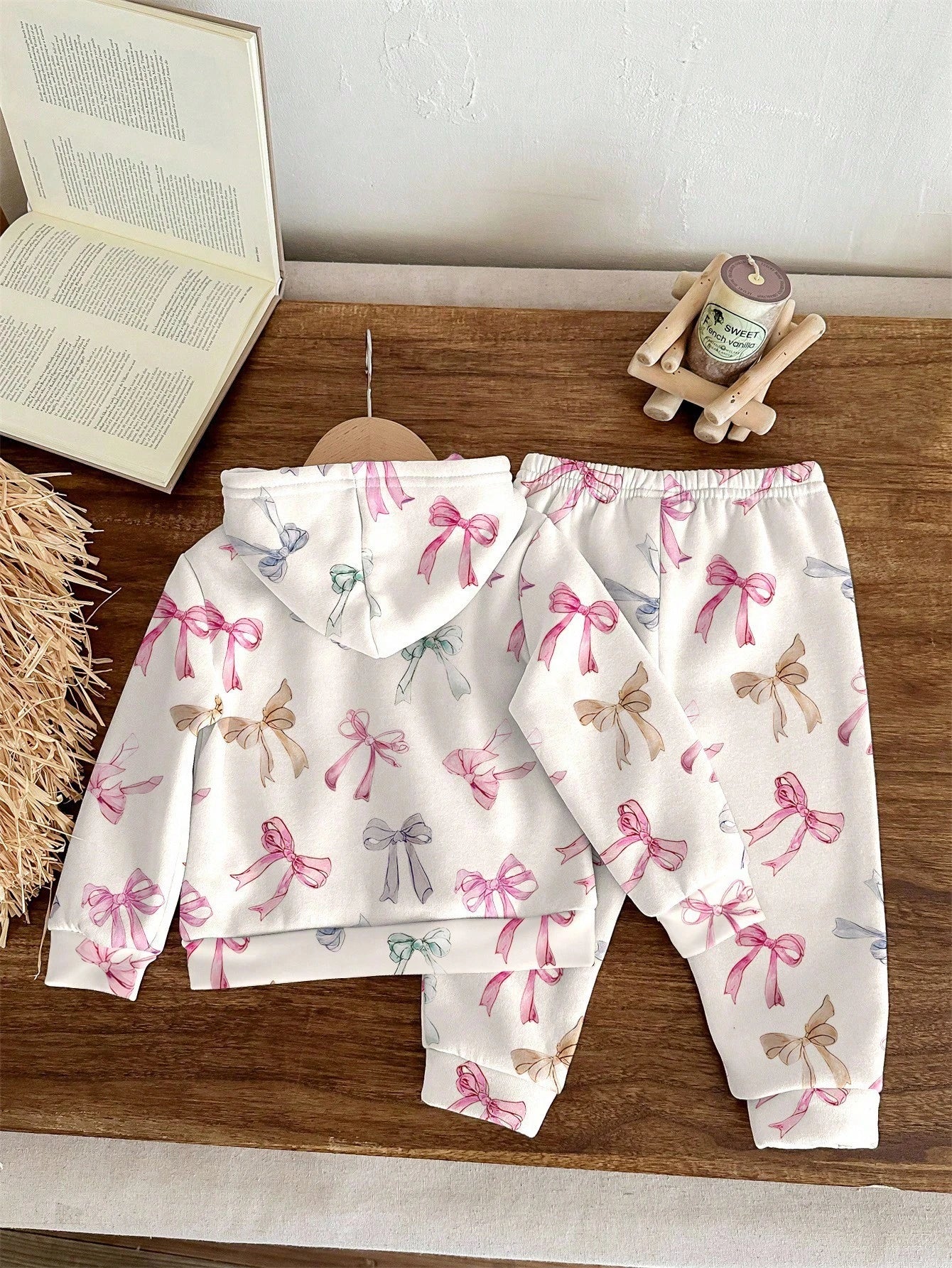 Ombre Floral Loose Fit Casual Hoodie And Sweatpants Set