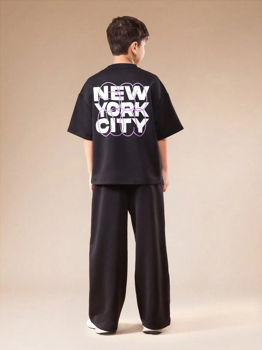 SUMWON Boys Oversized T-Shirt And Wide Leg Joggers