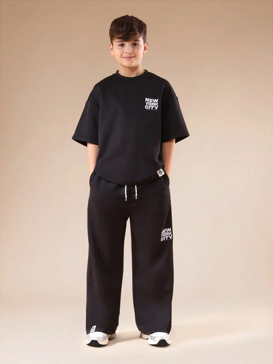 Boys Oversized T-Shirt And Wide Leg Joggers Co-Ord Set