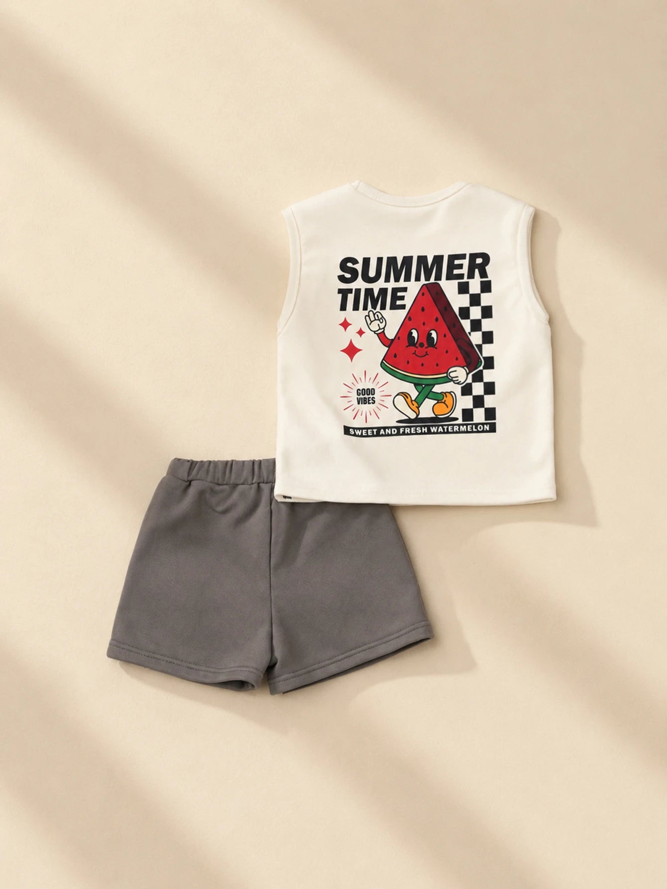 Watermelon Graphic Tank Top And Shorts Co-Ord Set