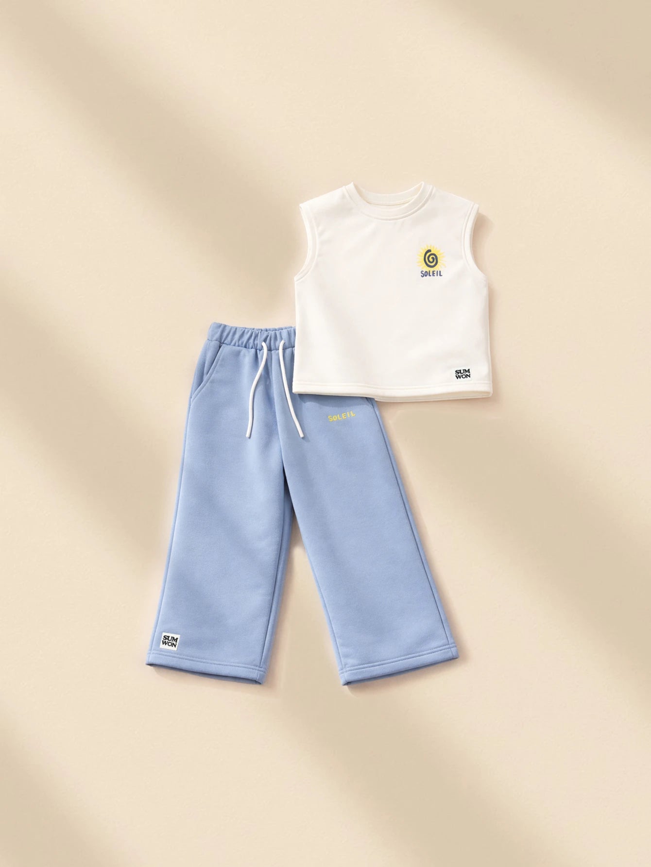 Boys Sun Logo Tank Top And Elastic Waist Jogger Pants Casual Two Piece Set