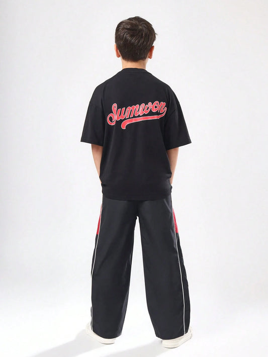 SUMWON Classic Oversized Short Sleeve Summer Tee And Wide Leg Pants