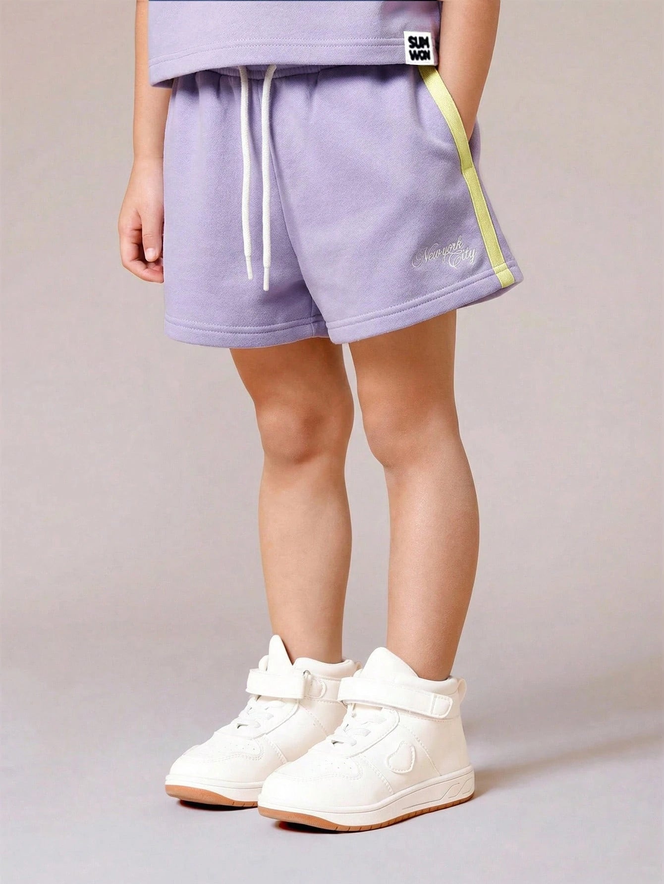 Lavender Polo Style Two Piece Coord Set With White Contrast Collar And Number Print