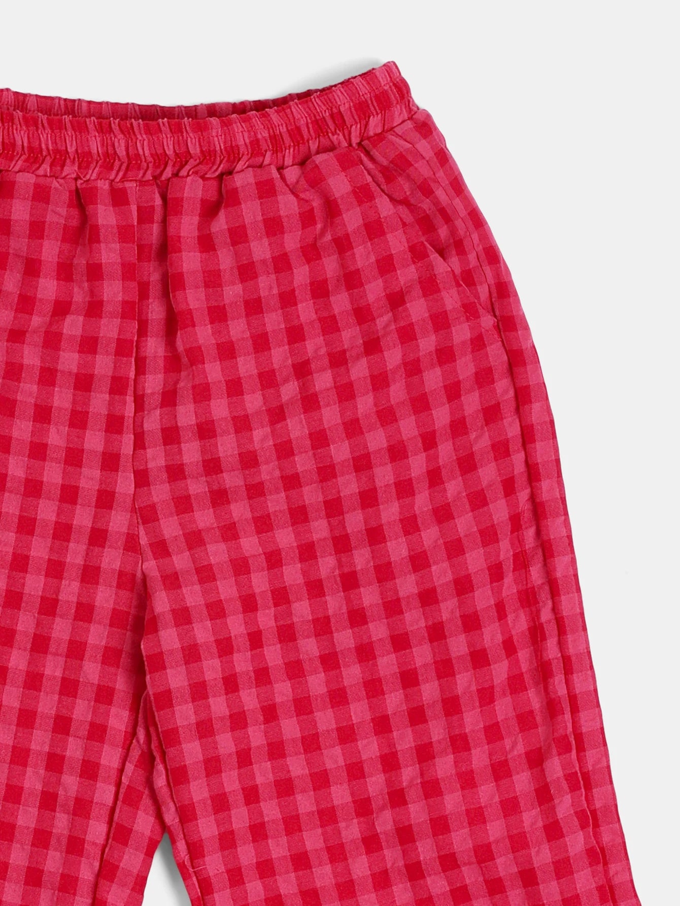 Sunshine Graphic Crop Tee And Gingham Check Ruffle Hem Casual Pants Co-Ord
