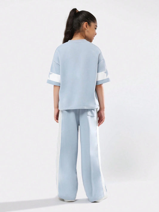 Oversized Co-Ord Set Number Print Sweatshirt Wide Leg Pants