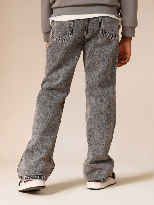 SUMWON Relaxed Flare Acid Wash Jeans Wide Leg Vintage Denim Pants