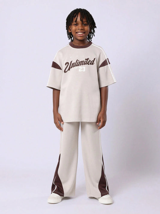 Urban Streetwear Youth Logo Collection Varsity Style Two Piece Tween Set