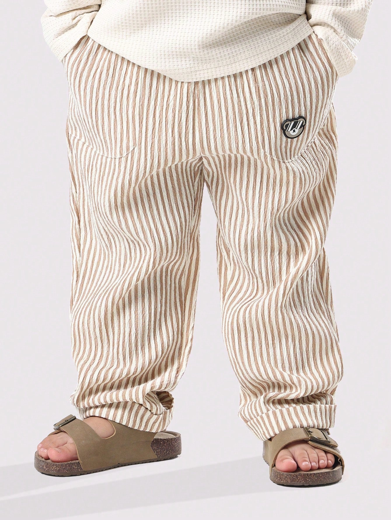 Waffle Knit Henley Long Sleeve Co-Ord Set With Button Detail