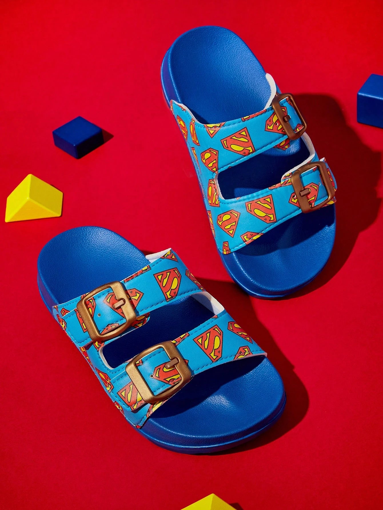 SUPERMAN X SHEIN Cartoon Navy Blue Children's Slippers
