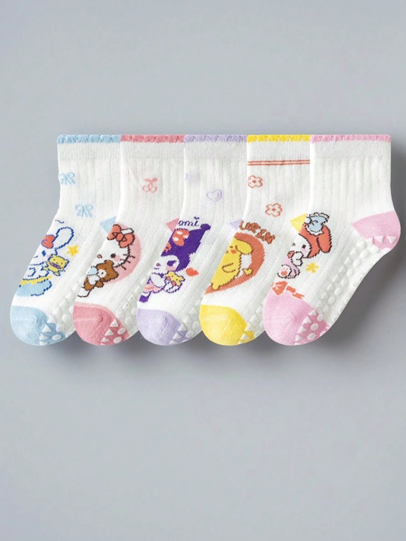 5 Pairs Functional Anti-Slip Soft Polyester Mesh Breathable Socks