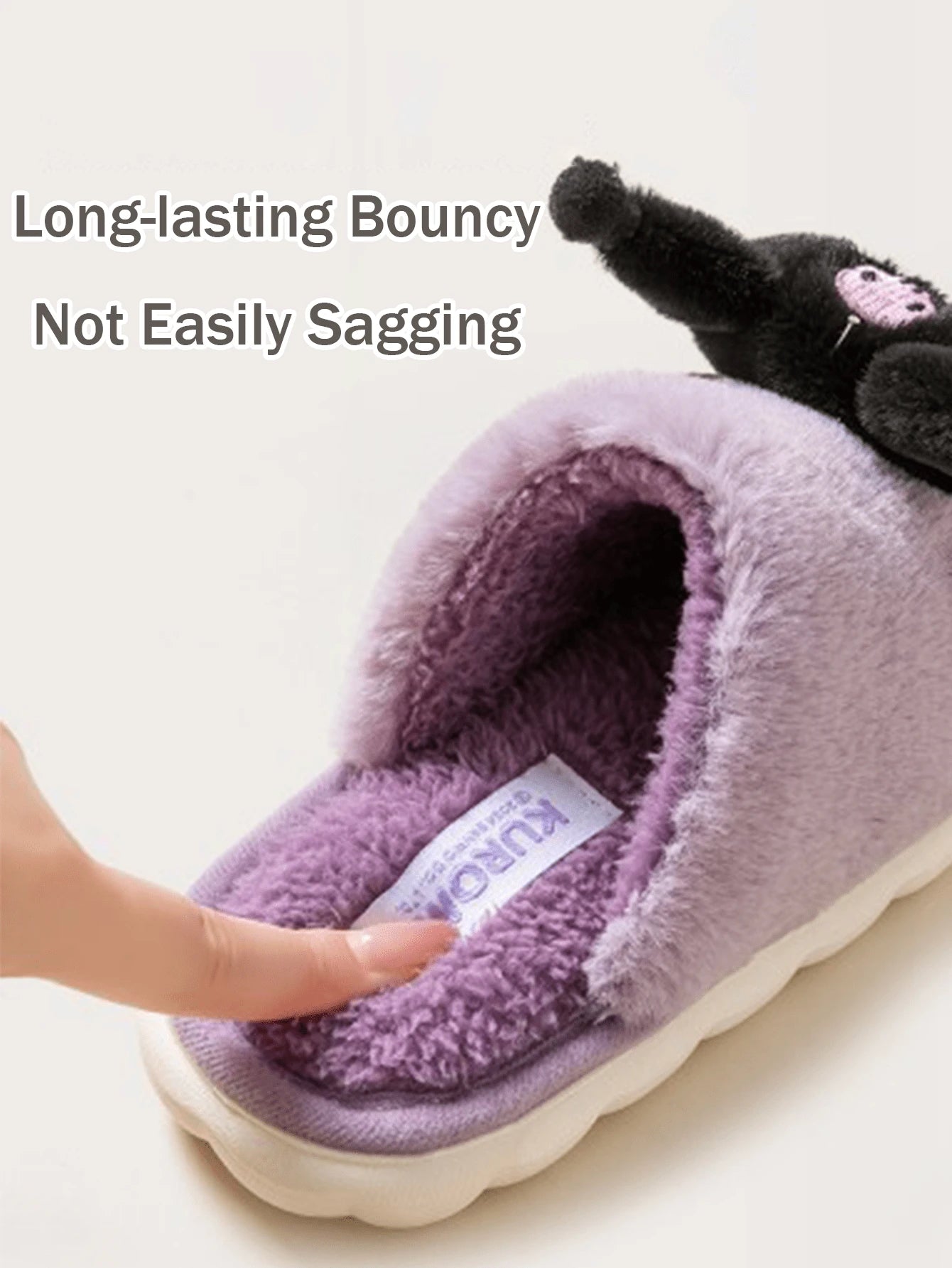 Sanrio Kuromi Plush Slippers-Gradient Velvet Design With 3D Cartoon Character