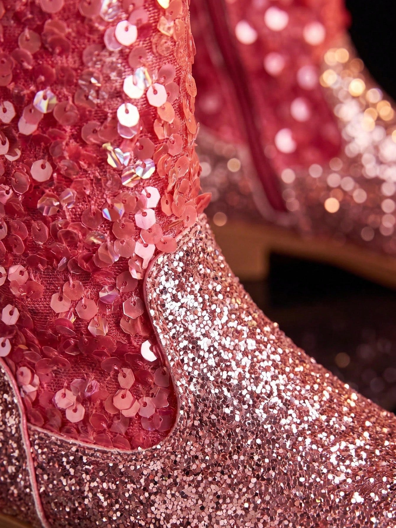 Shiny Pink Sequin Glitter Girls Western Boots