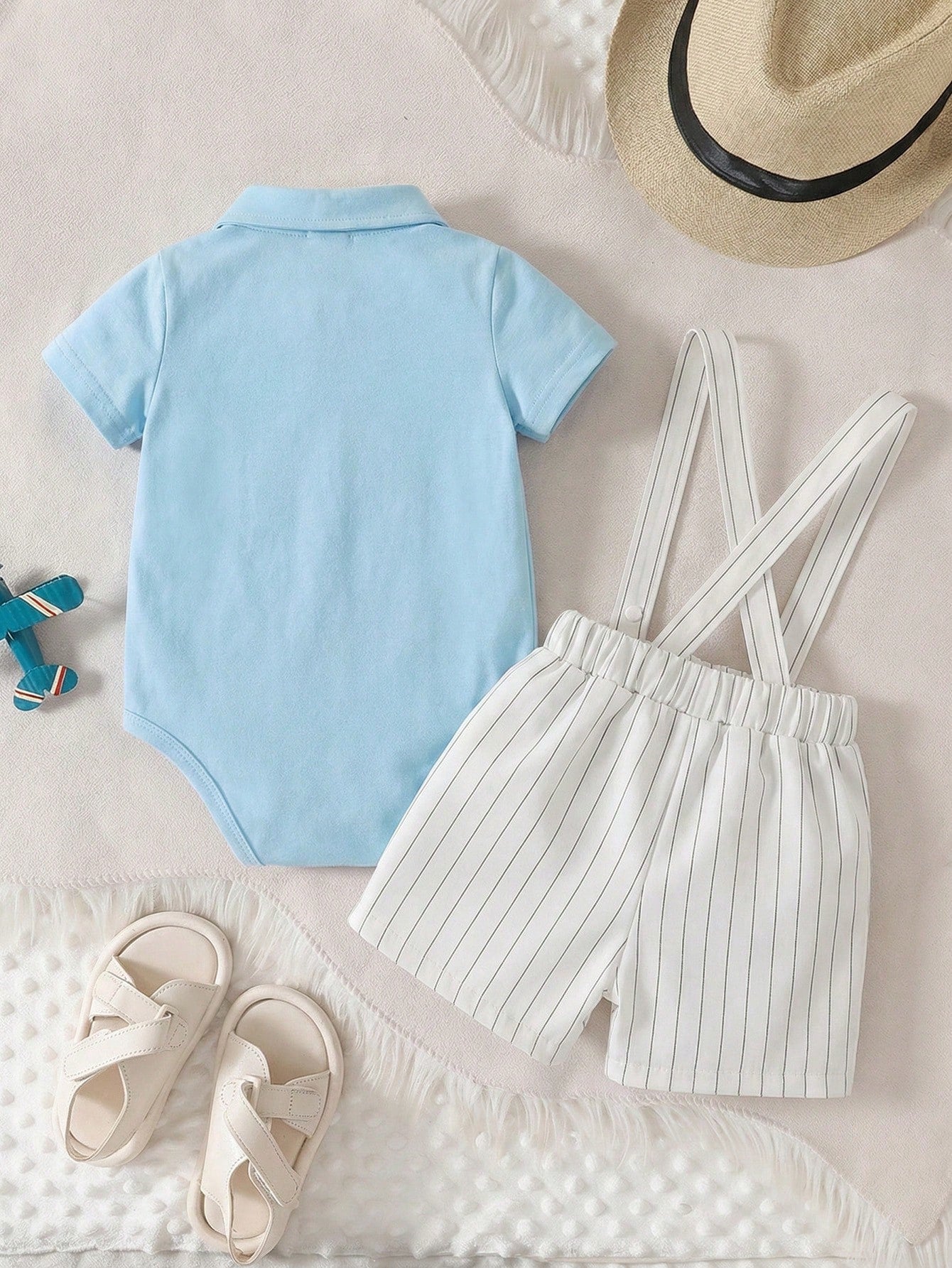 Classic Pinstripe Suspender Shorts & Bow Tie Gentleman Set