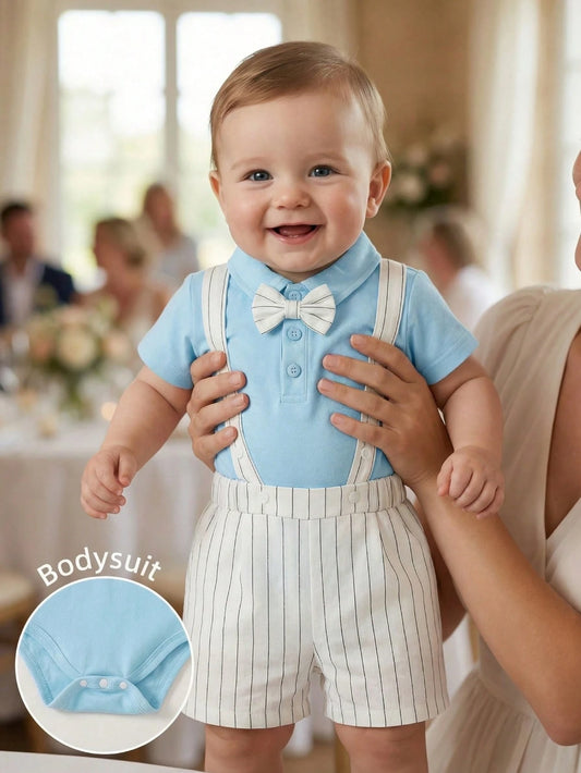 Classic Pinstripe Suspender Shorts & Bow Tie Gentleman Set