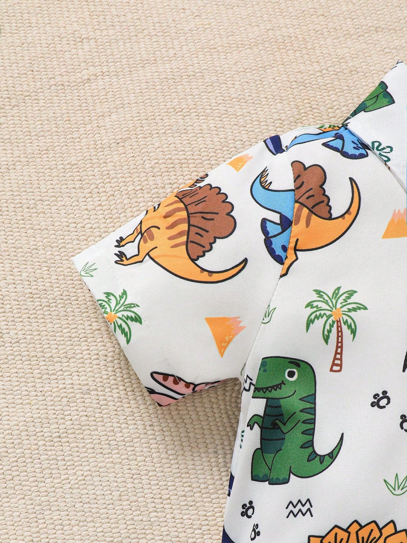 Baby Boy Dinosaur Print Bow Front Shirt & Pinafore Shorts