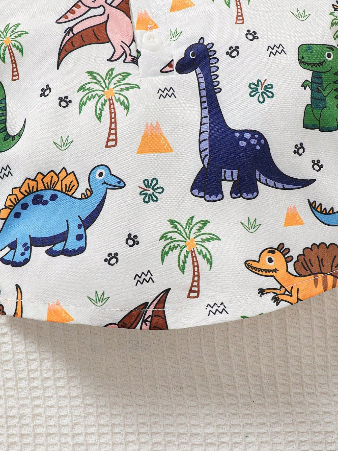Baby Boy Dinosaur Print Bow Front Shirt & Pinafore Shorts