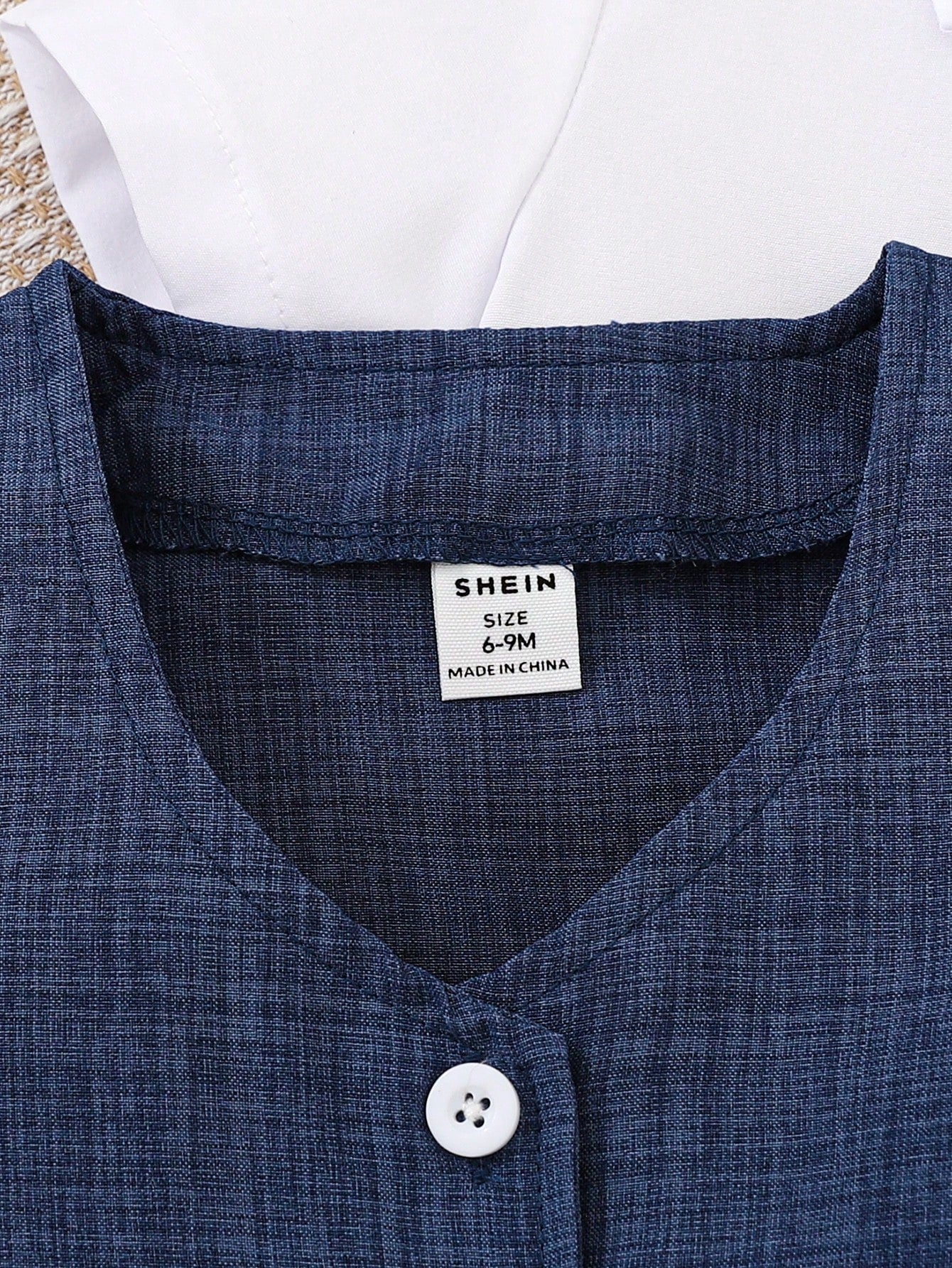 Vintage Style Shirt With Bowtie + Jacquard Blue Suspender Shorts