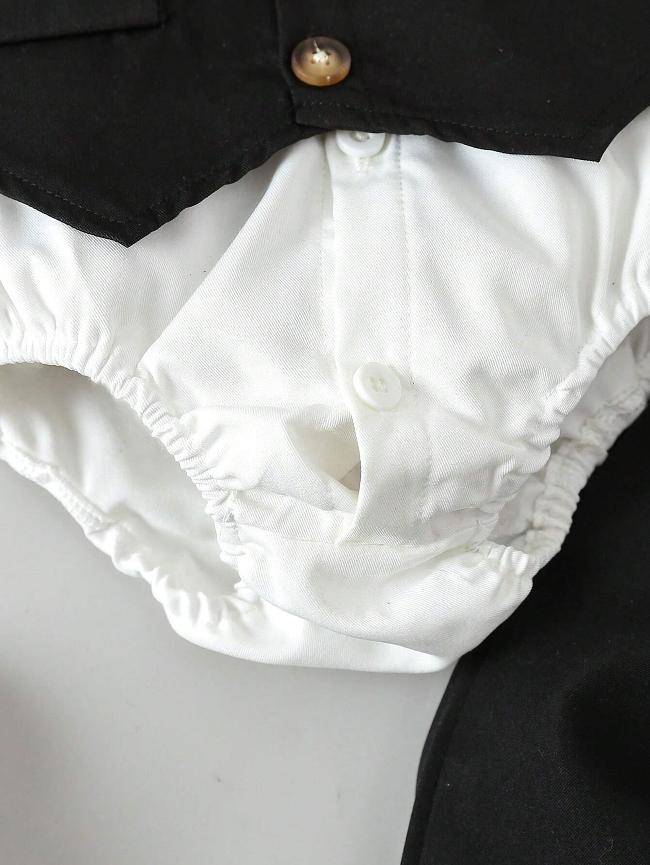 Baby Boy's Gentleman Style Buttoned Shirt With Bowtie, Suspender & Long Pants