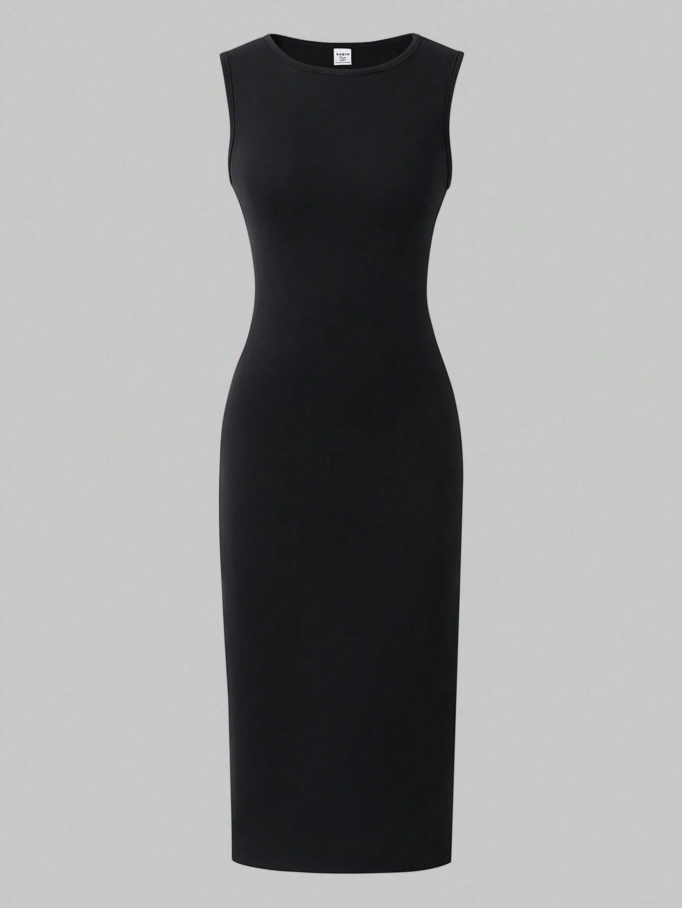 Teenage Girls Casual Elegant Black & White Knitted Midi Dress + Loose Mesh Cover Up Set