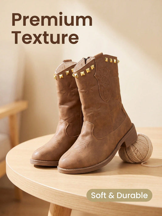 Embroidery, Side Zipper Easy Wear Mid-Calf Daily Outfit Shoes