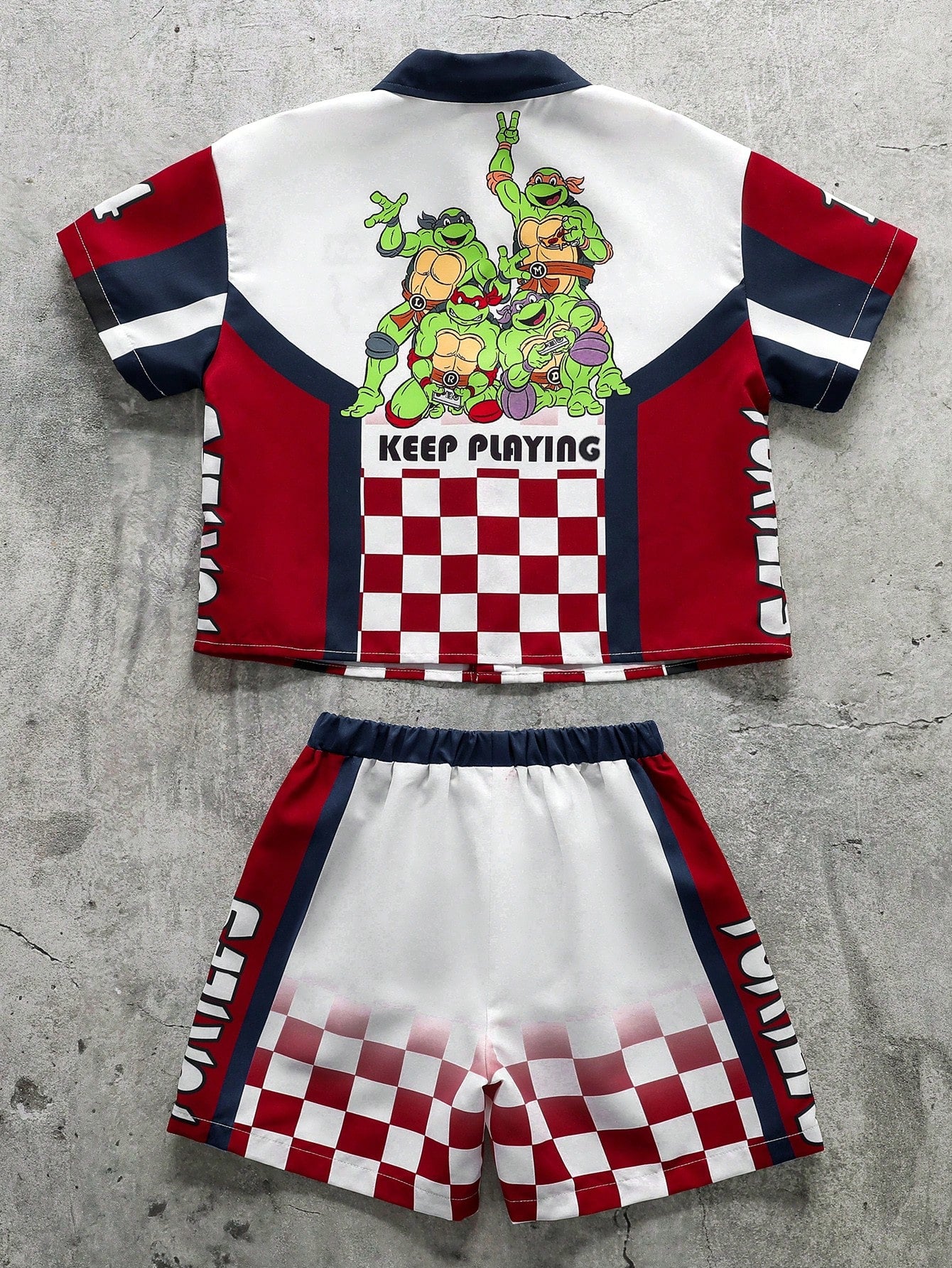Short Sleeve Single-Breasted Shirt And Shorts For Young Boys