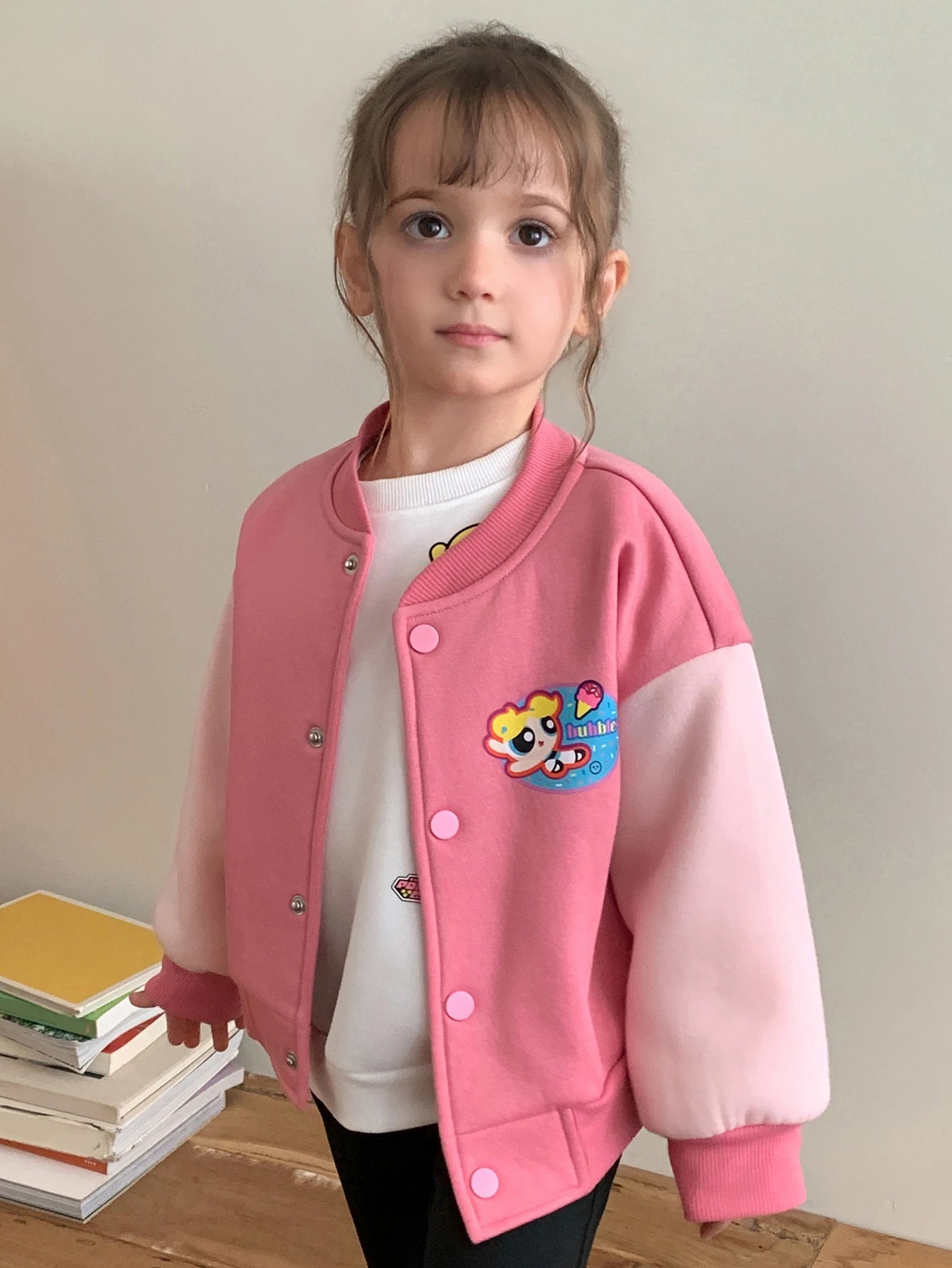 Cartoon Pattern Printed Button Jacket Fall