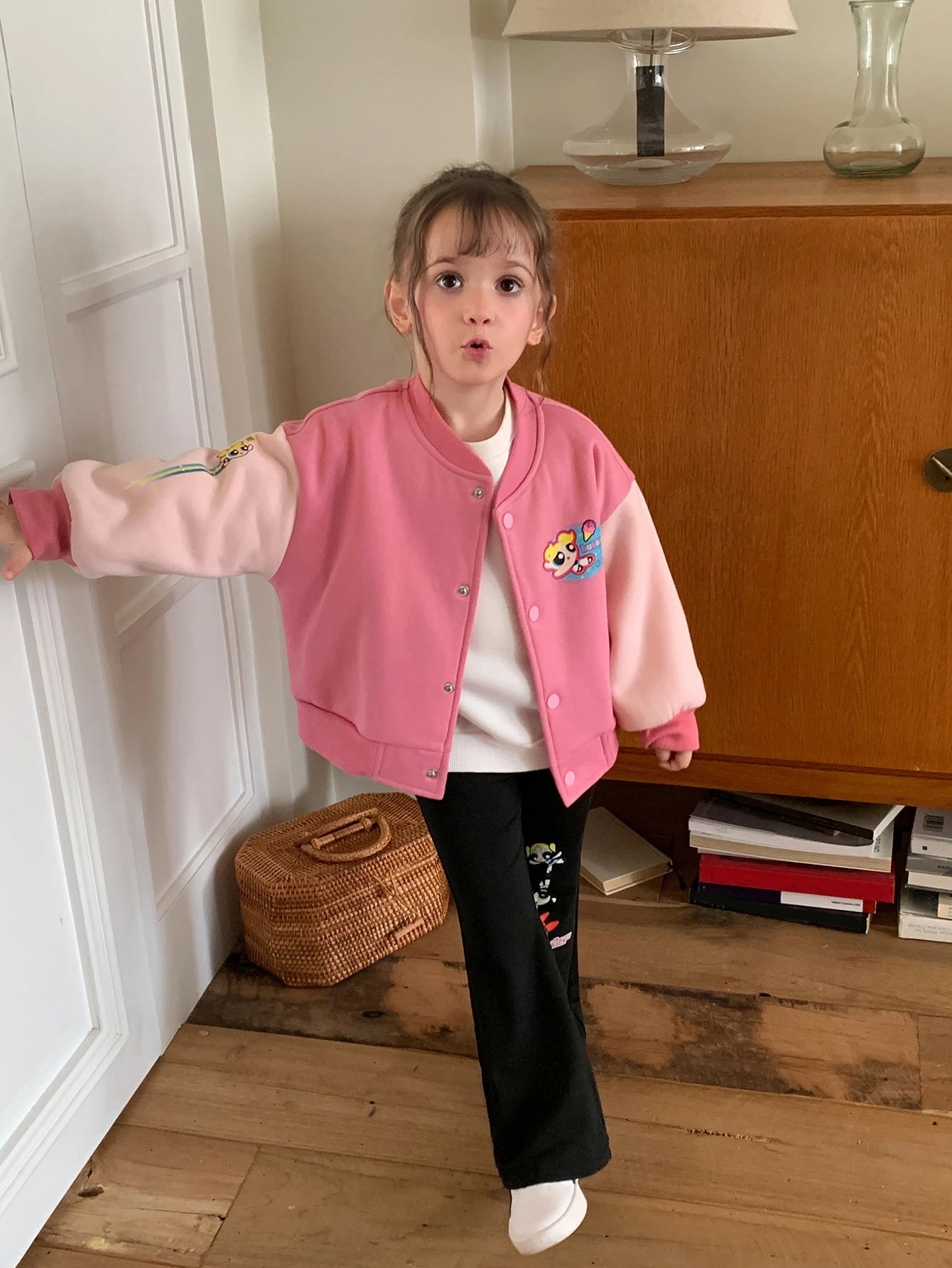 Cartoon Pattern Printed Button Jacket Fall