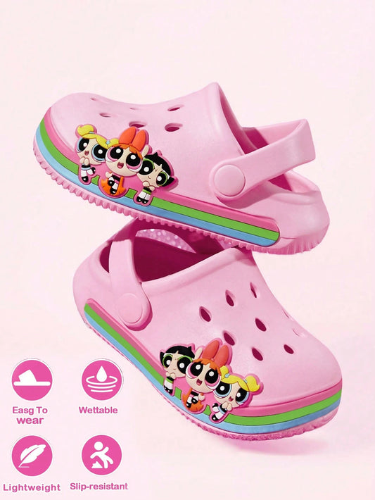 THE POWERPUFF GIRLS X SHEIN Cute Cartoon Pink Girl Slippers