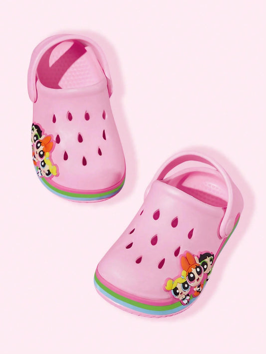 THE POWERPUFF GIRLS X SHEIN Cute Cartoon Pink Girl Slippers