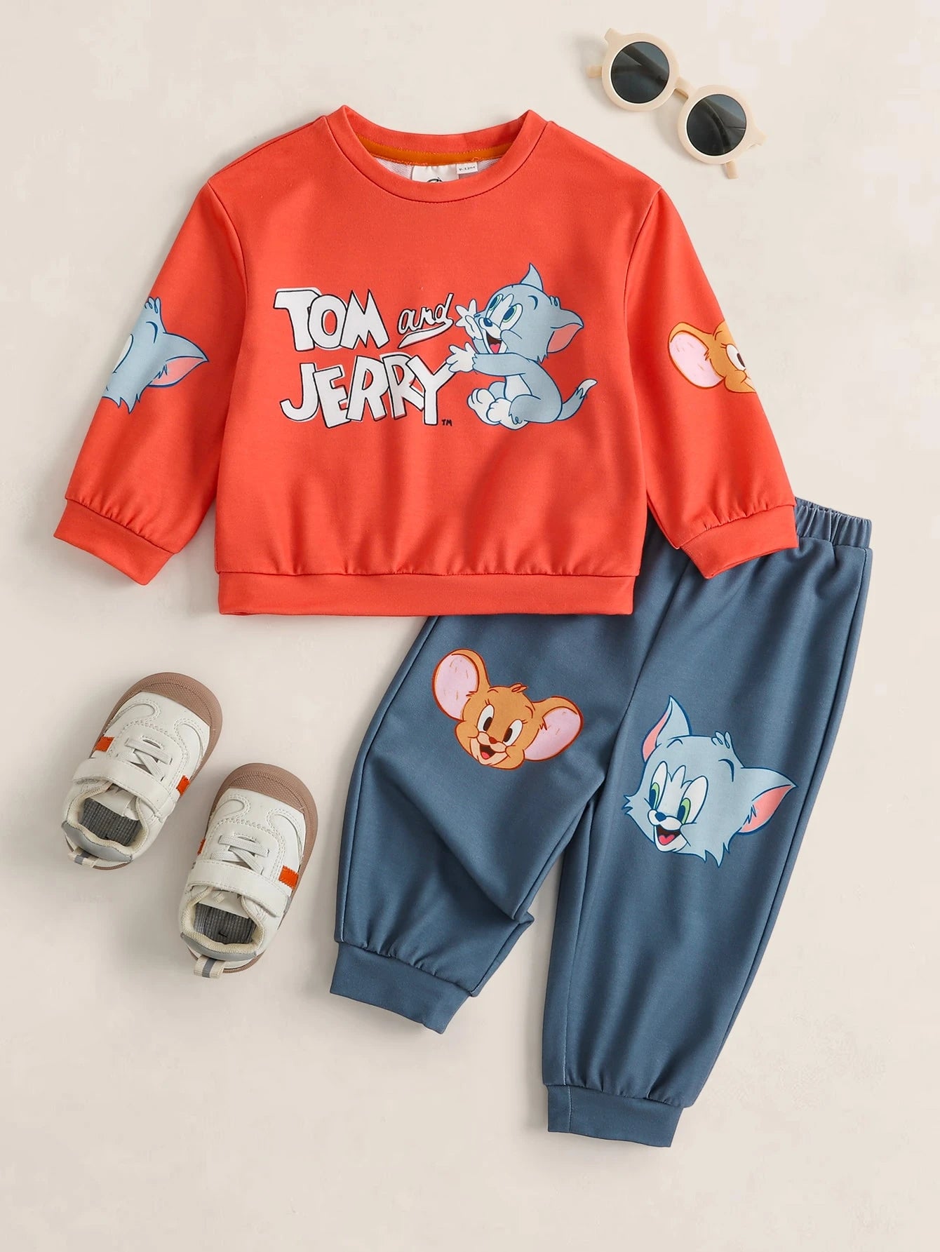 TOM & JERRY Baby Boy Cartoon Print Sweatshirt & Sweatpants Set