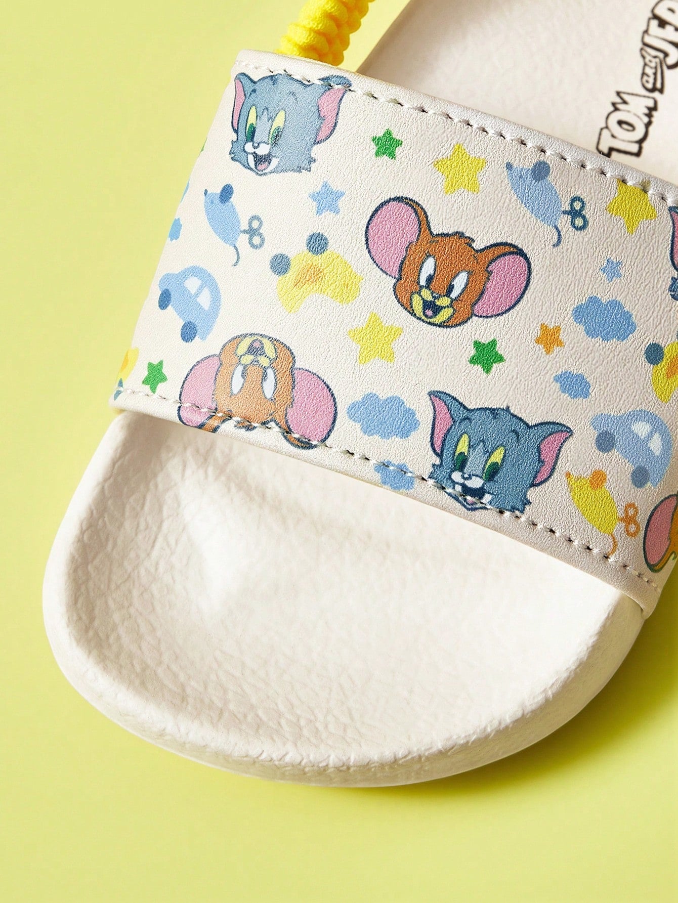 TOM & JERRY Cartoon Elastic Band White Kids Children's Slip-On Slippers