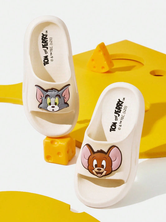 TOM & JERRY Cartoon Patterned White Children's EVA Slippers