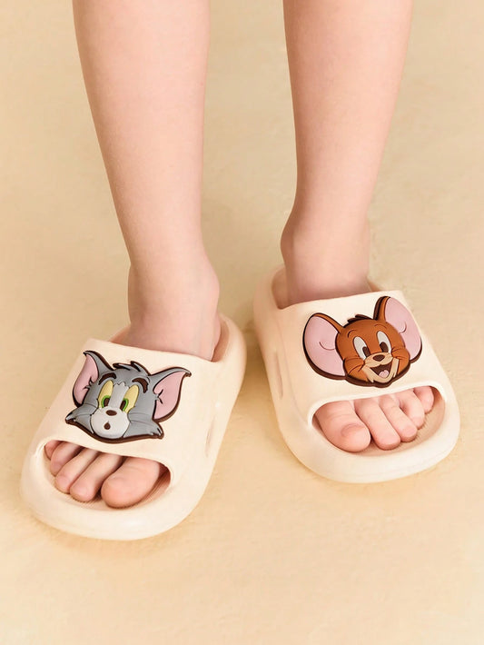 TOM & JERRY Cartoon Patterned White Children's EVA Slippers
