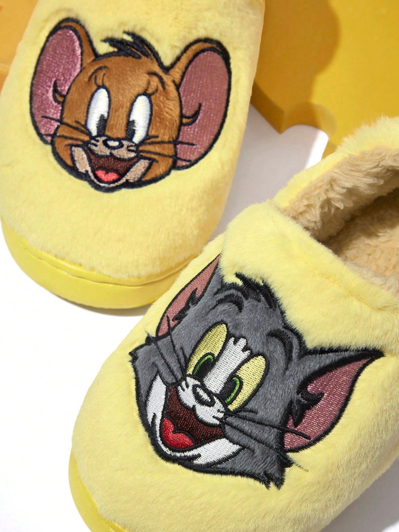 Embroidery Cartoon Yellow Children's Non-Slip Indoor Slippers