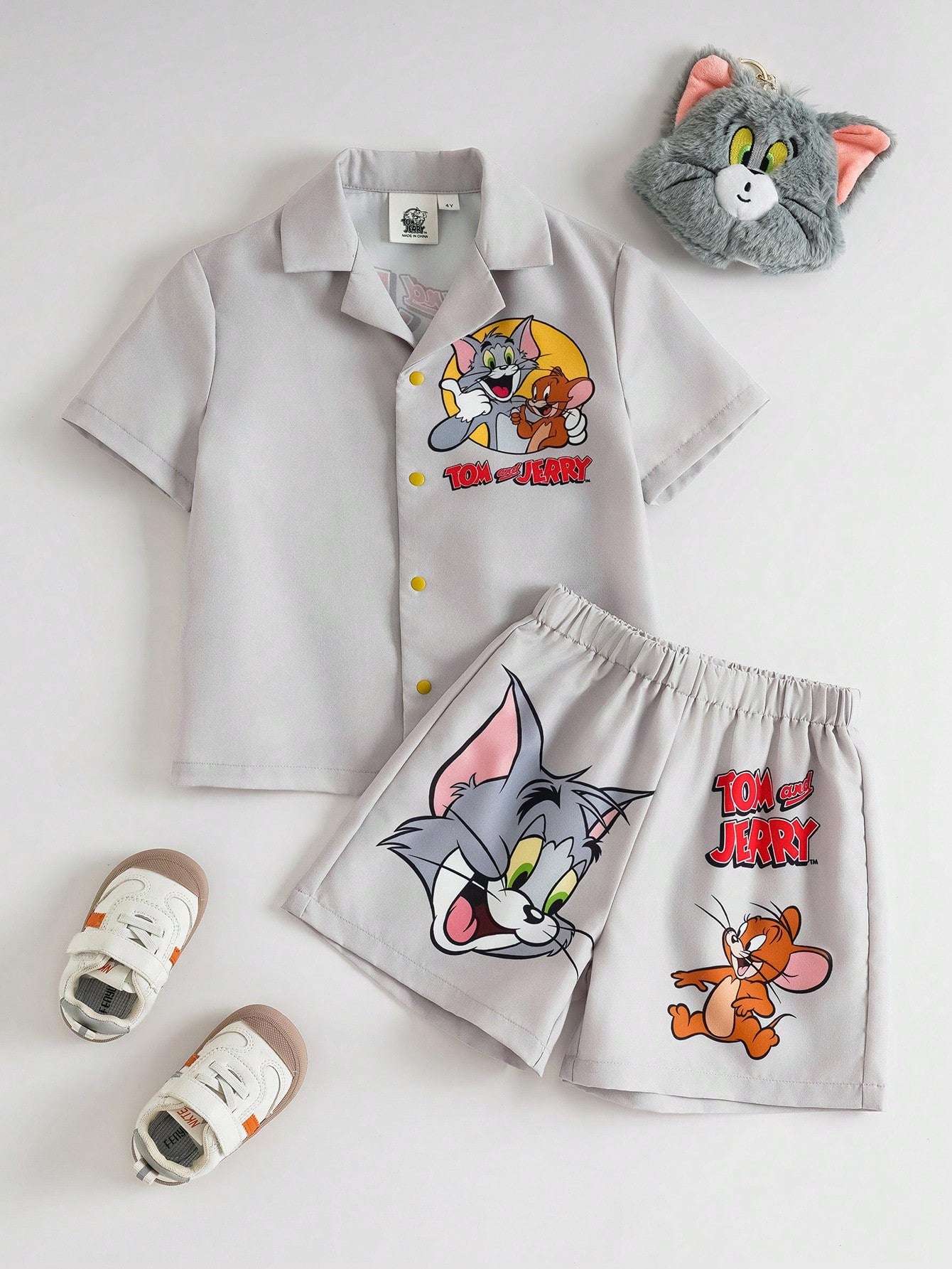 TOM & JERRY Letter Print T-Shirt And Shorts Set