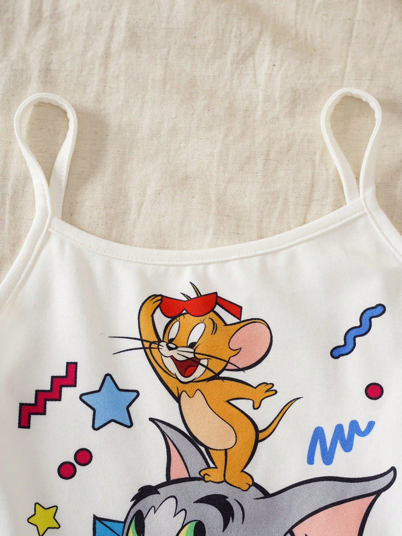 TOM & JERRY Young Girl Cute Cartoon Print Camisole And Shorts Pajama Set