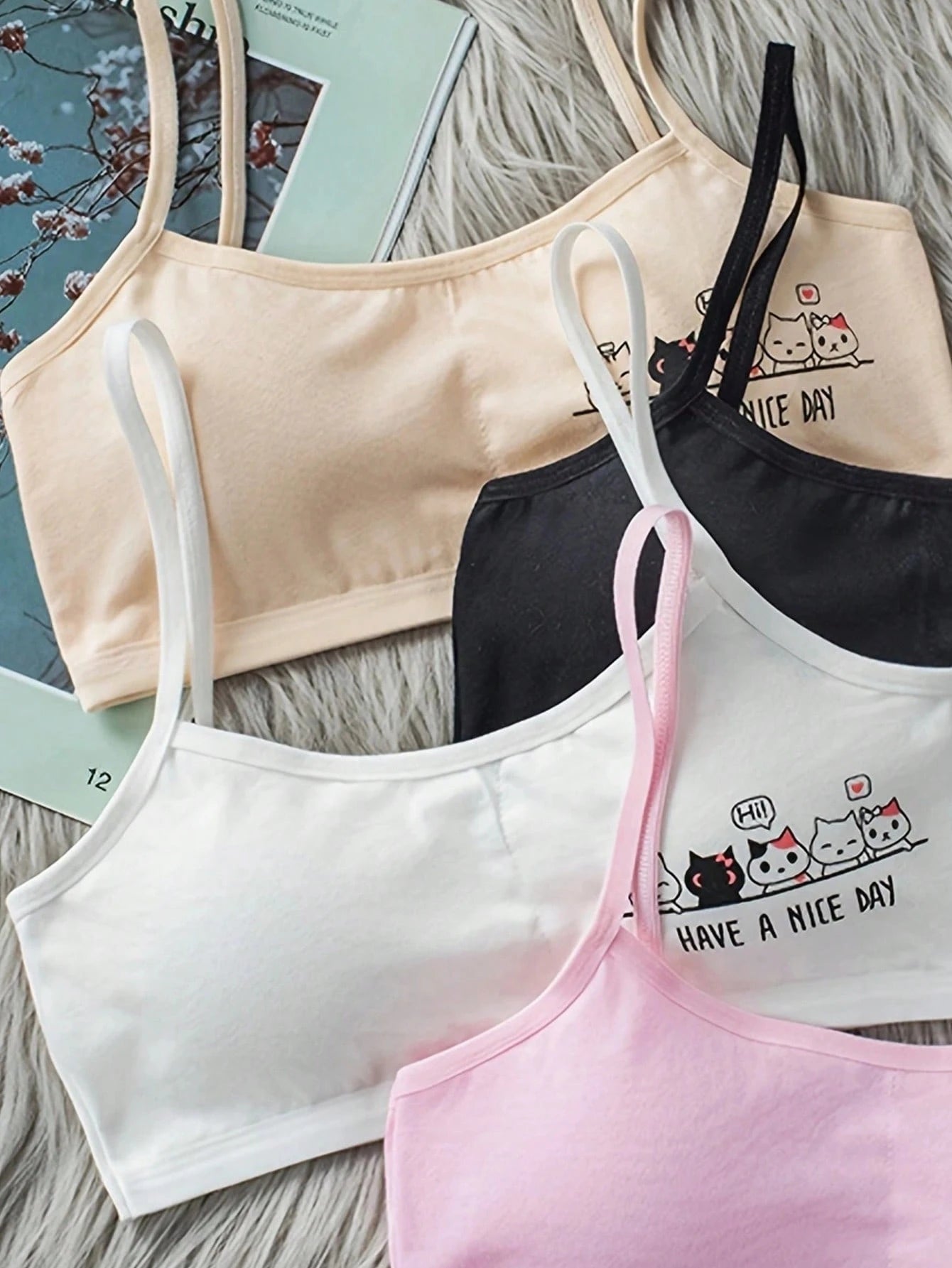 Teen Girl 4pcs Cartoon & Slogan Graphic Underwear