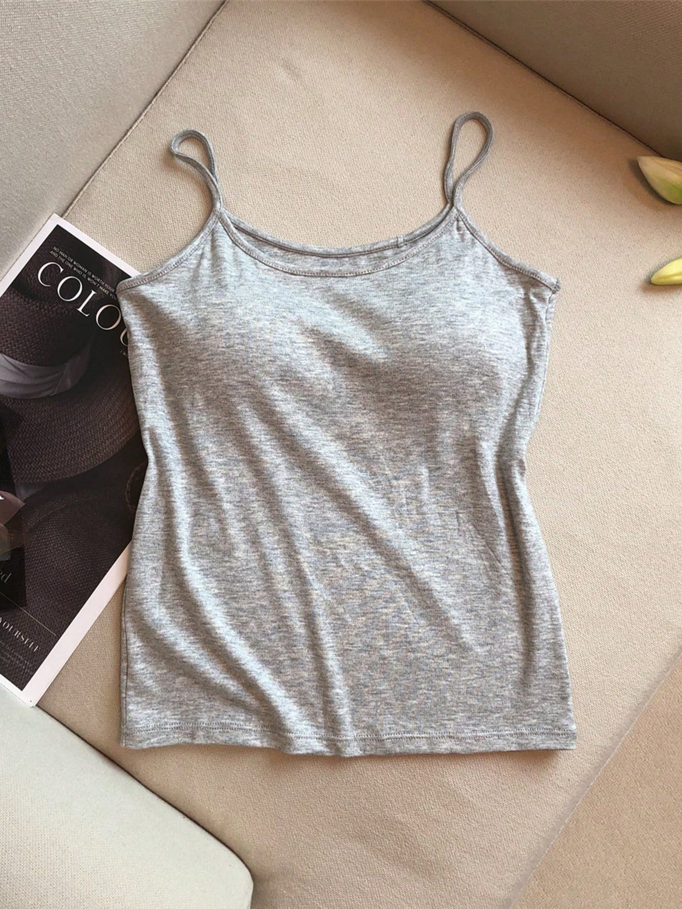 Solid Color U-Neck Casual Tight Tank Top 3-Piece Set