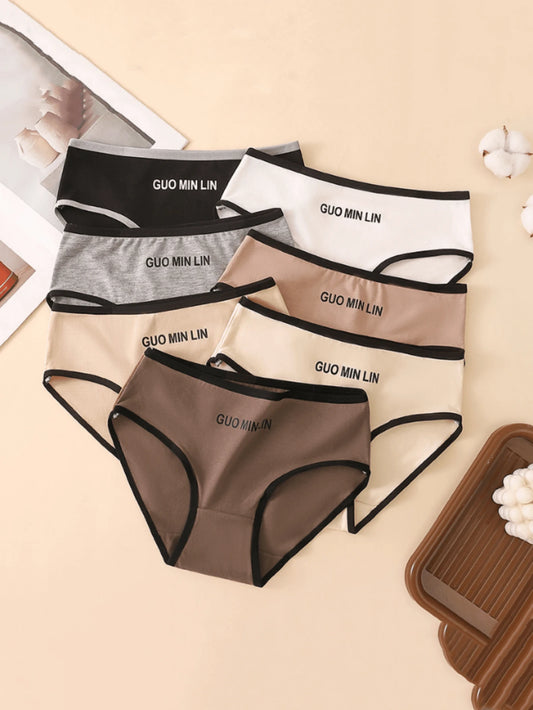 Teen Girl Letter Printed Trim Hipster Panties Multicolor