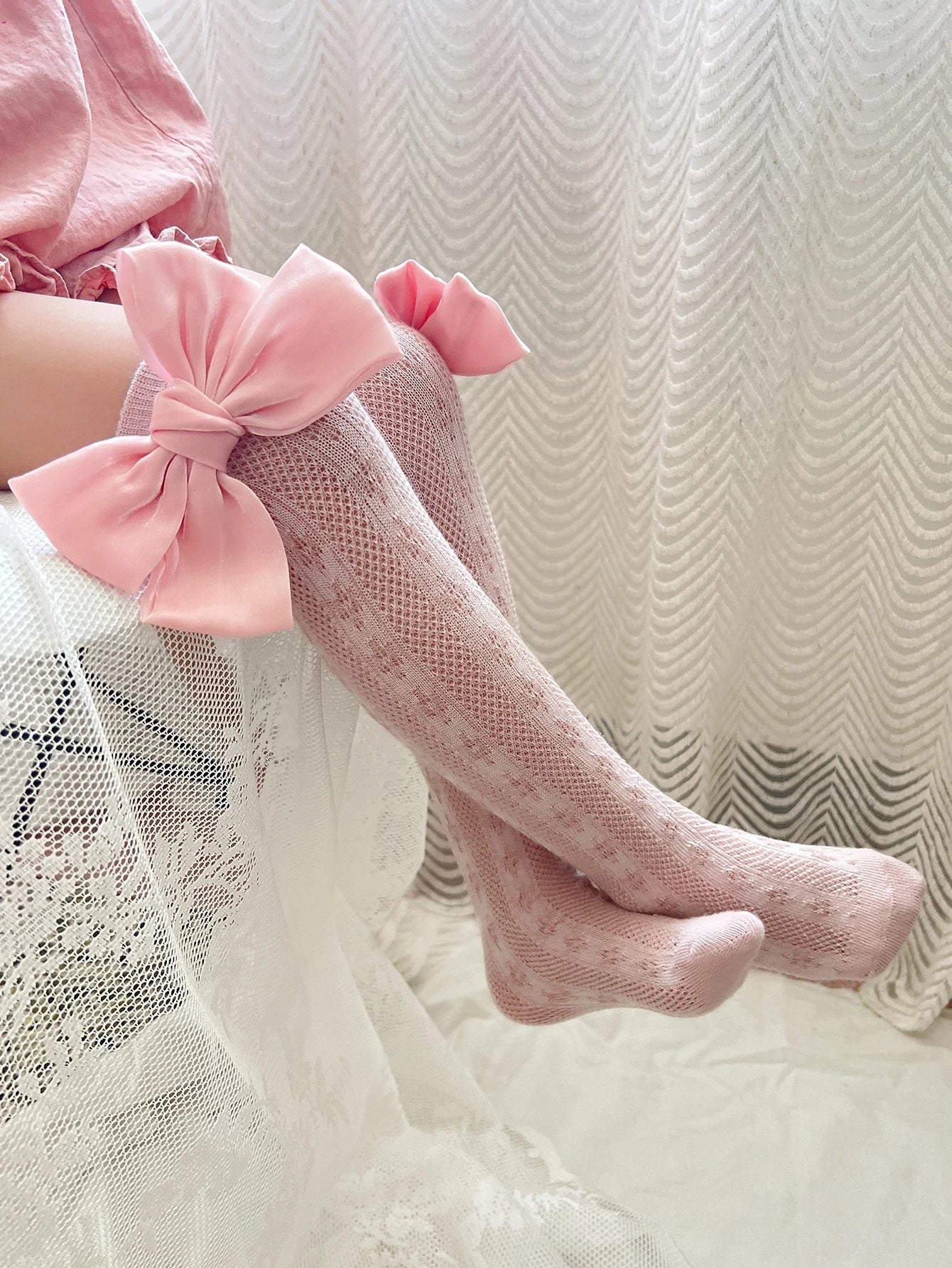Toddler Girls Bow Decor Over The Knee Socks