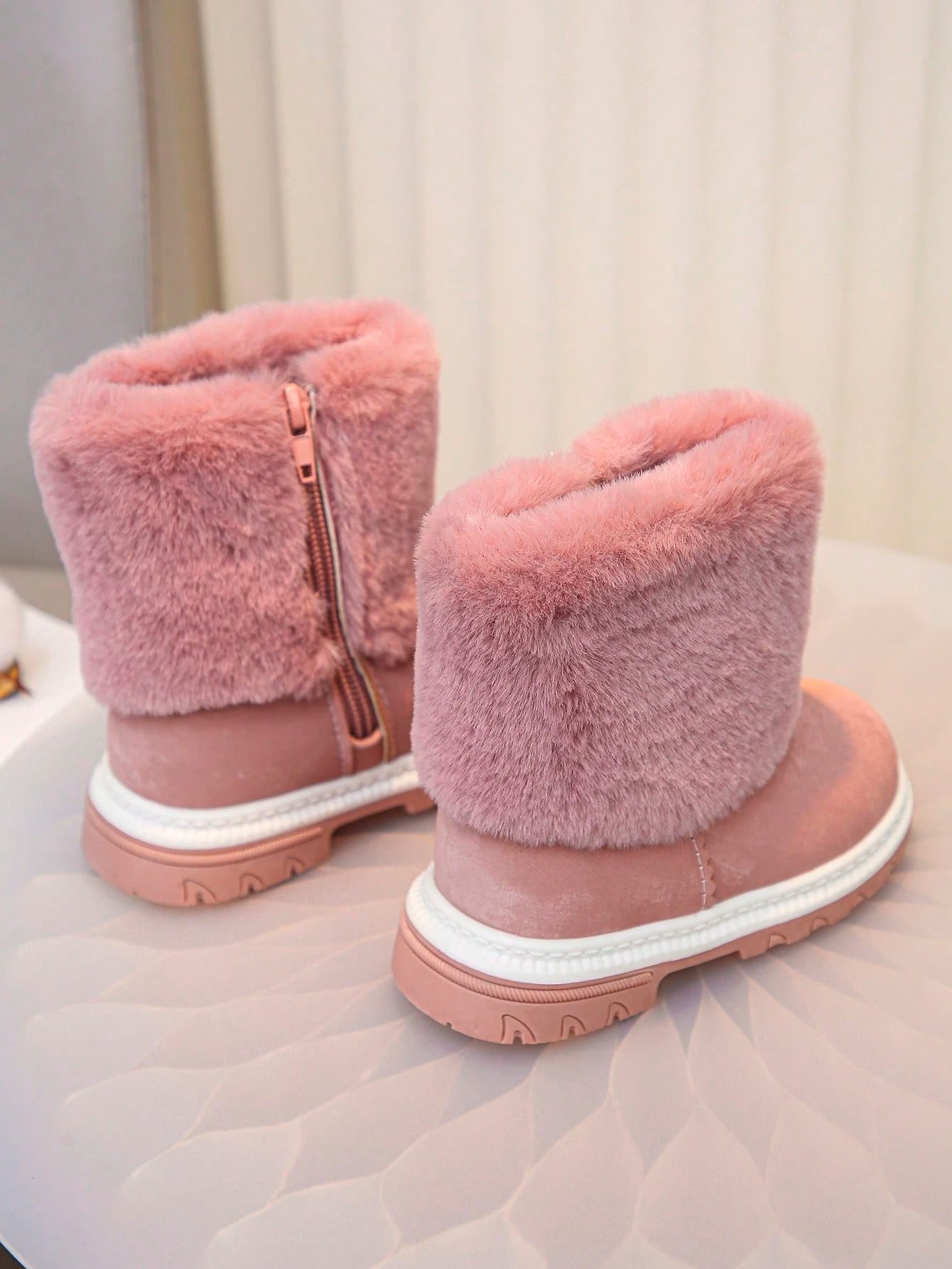 Toddler Girls' Fashionable Cute Tall Faux Fur Snow Boots