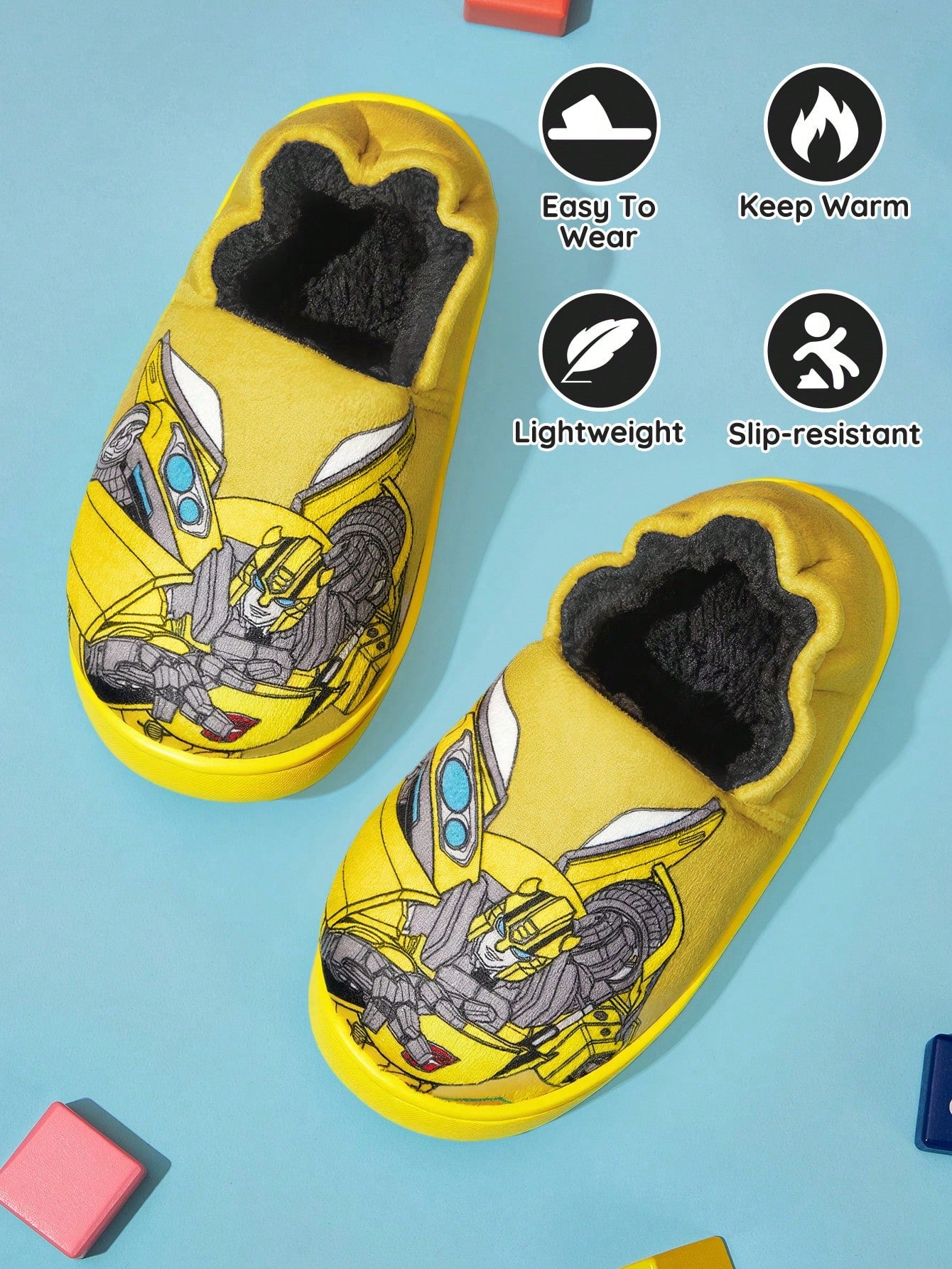 Yellow Boys Children's Non-Slip Indoor Slippers