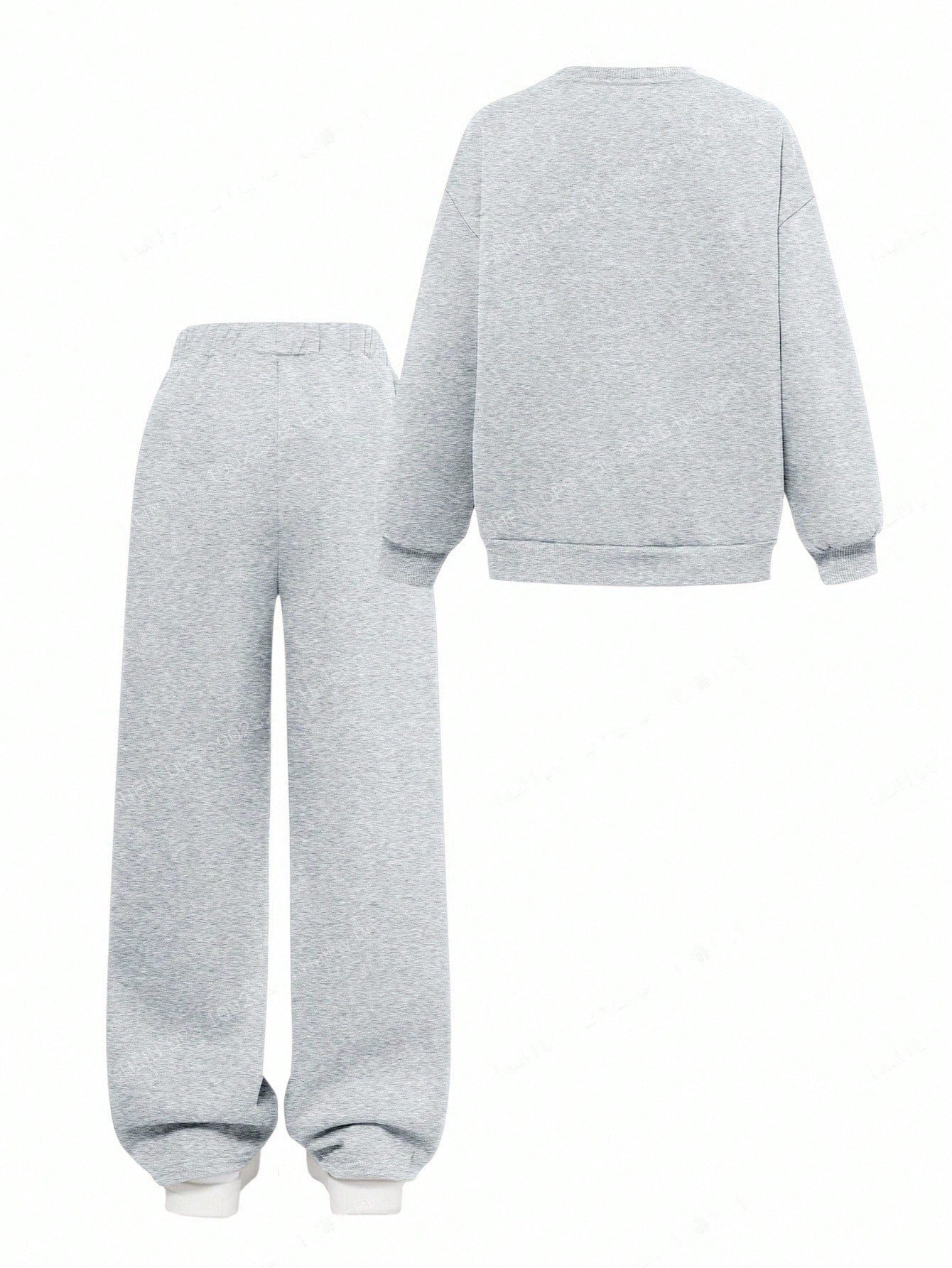 Tween Girl Loose Casual Minimalist Comfortable Crew Neck Sweatshirt And Pants
