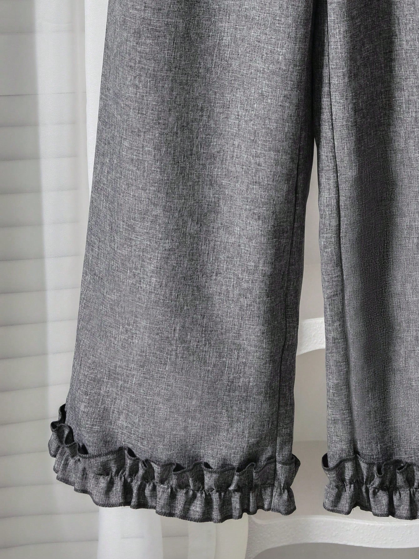 Bow Decor Vest & Ribbed Frill Trim Base Layer Top & Frill Trim Straight Leg Pants 3 Pieces Set