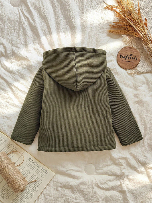 Baby Boy Long Sleeve Hooded Casual Versatile Plush Fashionable Cool Jacket